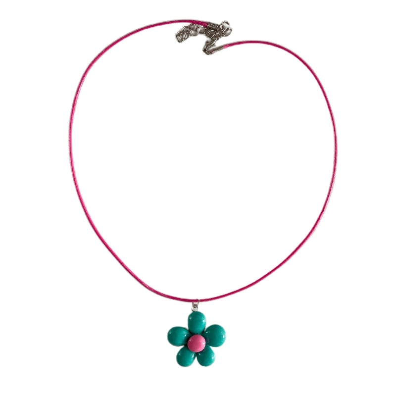 Colorful Flower Necklace Statement Pendant Necklace Floral Design Neck Jewelry Rope Necklace Perfect Gift for Teens.