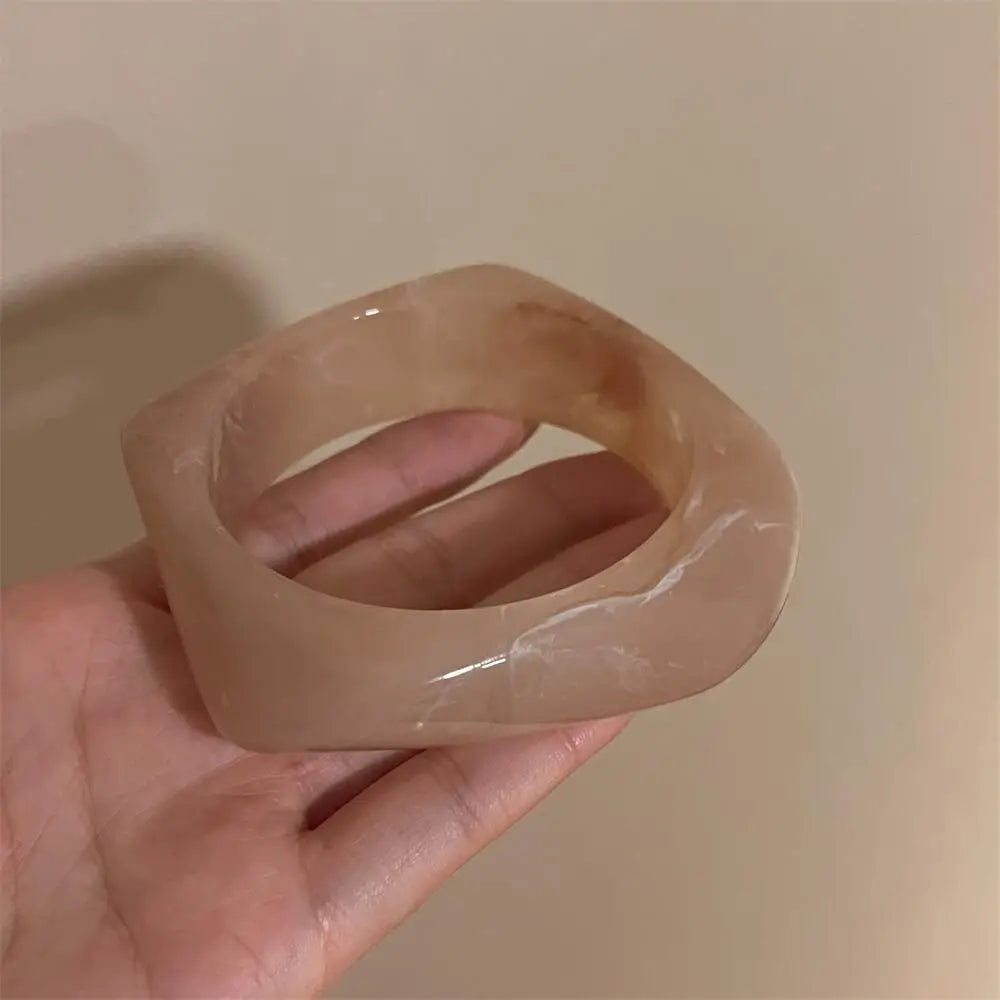 Wide Geometric Resin Beige Brown Coffee Bracelets Bangle Jewelry.