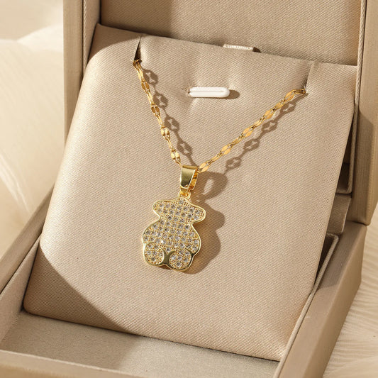 🐻💎 Teddy Bear Micro-Studded Necklace 💎🐻