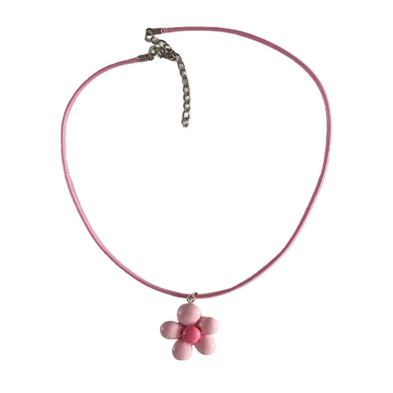 Colorful Flower Necklace Statement Pendant Necklace Floral Design Neck Jewelry Rope Necklace Perfect Gift for Teens.