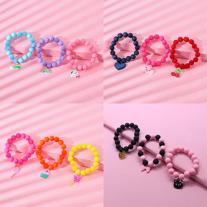 ✨🦄🌈 3Pcs/set Cute Kawaii Unicorn Rainbow Charm Bracelets 🌈🦄✨