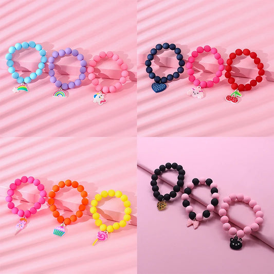 ✨🦄🌈 3Pcs/set Cute Kawaii Unicorn Rainbow Charm Bracelets 🌈🦄✨