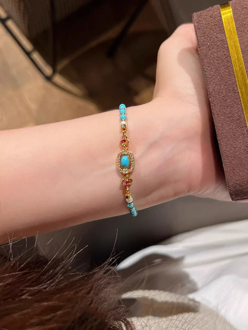 Showy Exquisite Pearl & Turquoise Bracelet – cliojames63 Collection