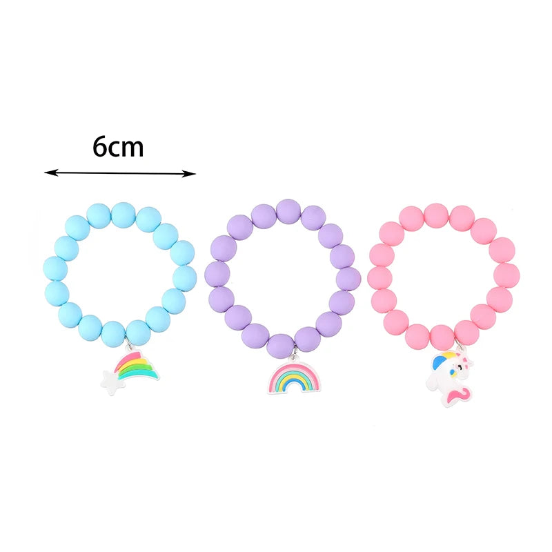 ✨🦄🌈 3Pcs/set Cute Kawaii Unicorn Rainbow Charm Bracelets 🌈🦄✨