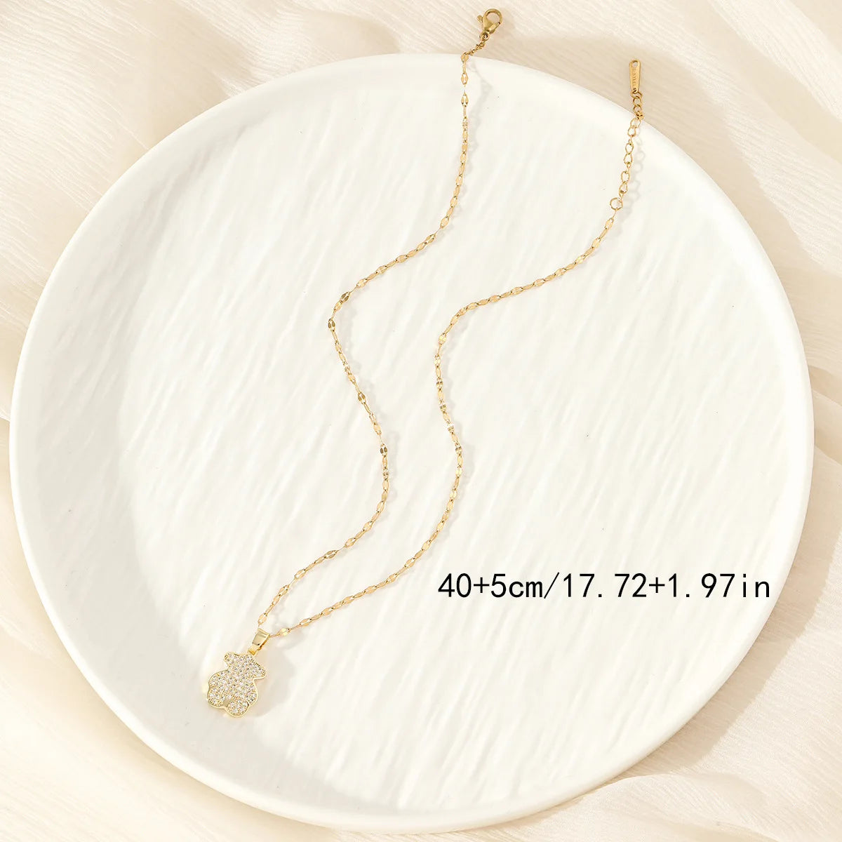 🐻💎 Teddy Bear Micro-Studded Necklace 💎🐻