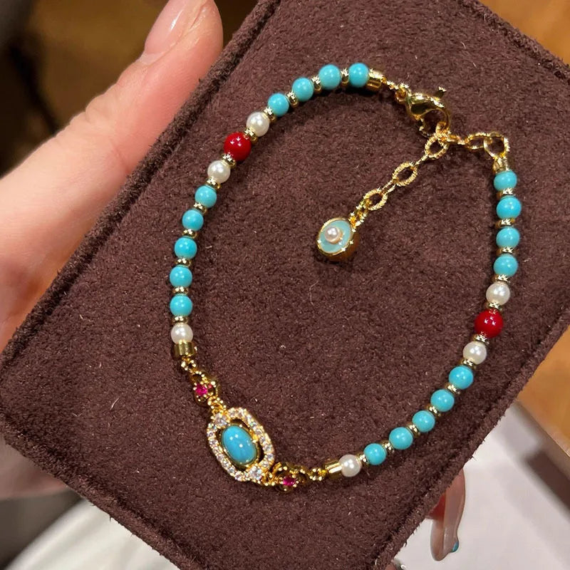 Showy Exquisite Pearl & Turquoise Bracelet – cliojames63 Collection