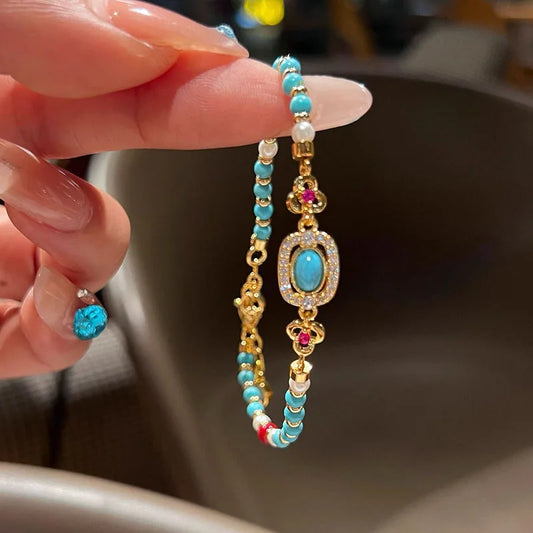 Showy Exquisite Pearl & Turquoise Bracelet – cliojames63 Collection