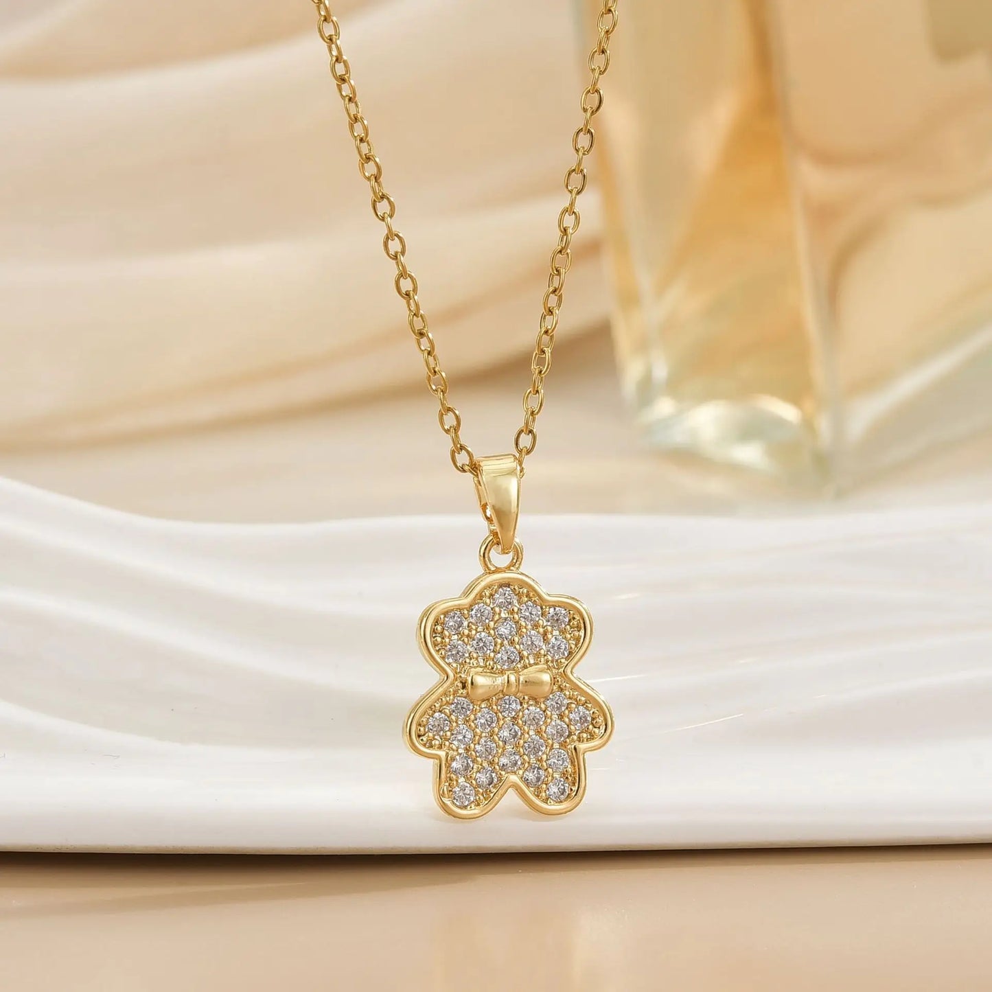 🐻💎 Teddy Bear Micro-Studded Necklace 💎🐻